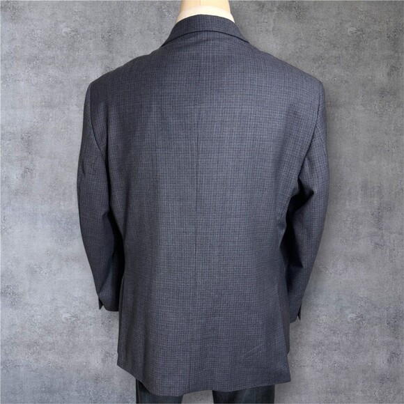 JOS A BANK Mens 52R Navy/Blue Plaid Wool Blazer Sport Coat Two Button Jacket - Picture 4 of 13